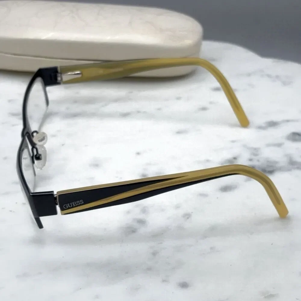 Guess GU 1416 BLK Black Half Rim Rectangle Eyeglasses Frames Only 51-17-135 RARE